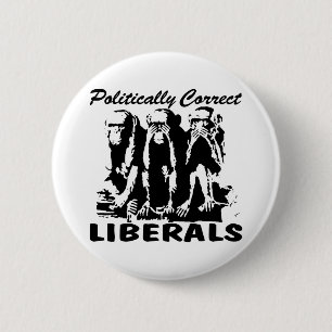 Politiskt korrekta liberal person 3 apor knapp