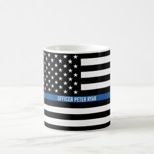 Politiskt tunn blå linje amerikansk Flagga Lägg Kaffemugg