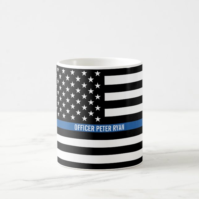 Politiskt tunn blå linje amerikansk Flagga Lägg ti Kaffemugg (Center)