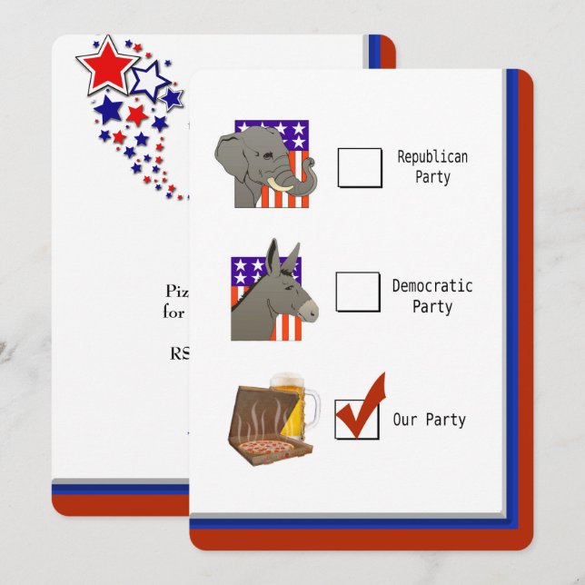 Politiskt val Natten Party Inbjudningar (Fram/baksida)