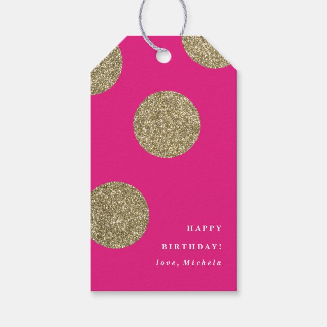 Polk a Dot Guld Glitter |  Presentetikett (Framsidan)