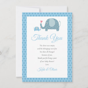 Polk Dot Elephants Baby Shower Tack så mycket-dikt Kort