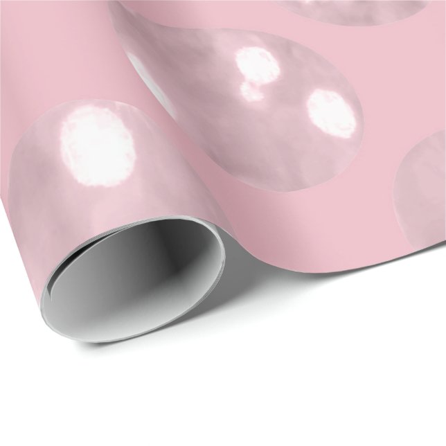 Polka Big Dots Rosa Powder  Glitter Ro Presentpapper (Rullad Hörn)