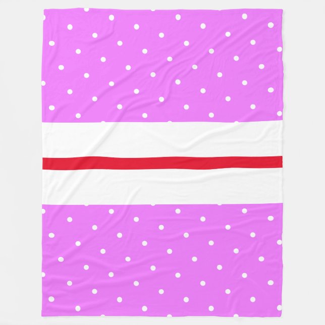 Polka Docken Candy Rosa Bright Red White Rand Fleecefilt (Framsidan)