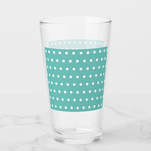 Polka-dopningsapparat (Aqua & White) Glaskopp (Framsida)