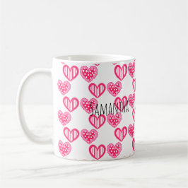 Polka Dot and Rand Hearts Kaffemugg
