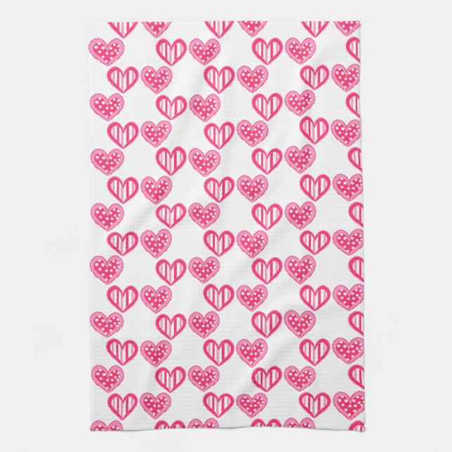 Polka Dot and Rand Hearts Kökshandduk (Vertikal)