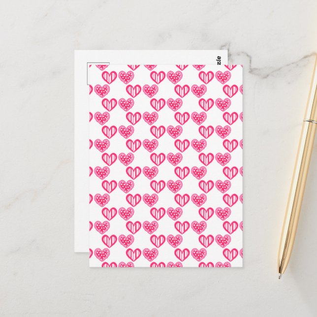 Polka Dot and Rand Hearts Vykort (Fram/Back In Situ)