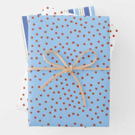 Polka Dot and Stripe Gift Wrap Red Blue Holiday 