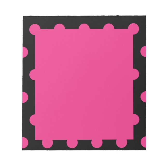 Polka Dot Anteckningsblock (Black & Neon Rosa) (Framsida)