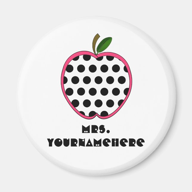 Polka Dot Apple Teacher Magnet (Framsidan)