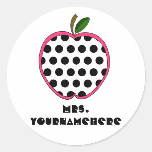 Polka Dot Apple Teacher Runt Klistermärke