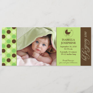Polka Dot Baby Birth Announcement (kalkgrönt) Meddelande