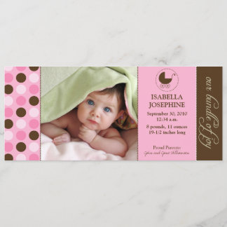 Polka Dot Baby Birth Notice (rosa) Meddelande