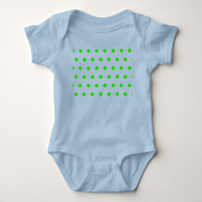 Polka Dot Baby Bodydress (marinblå och limgrön) T Shirt (Framsida)