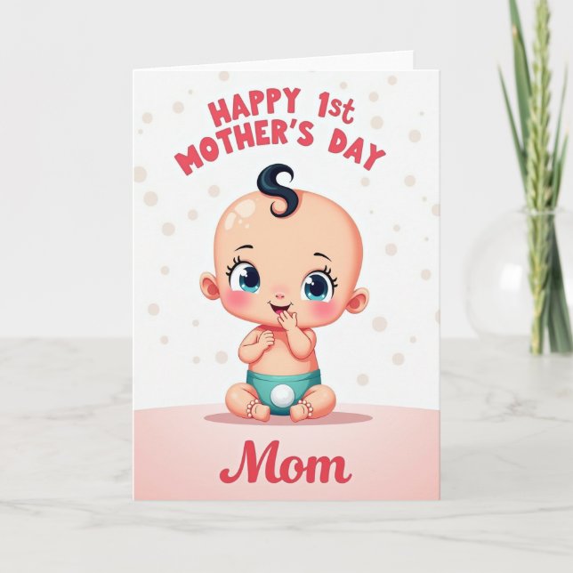 Polka Dot Baby Första Kort (Framsida)