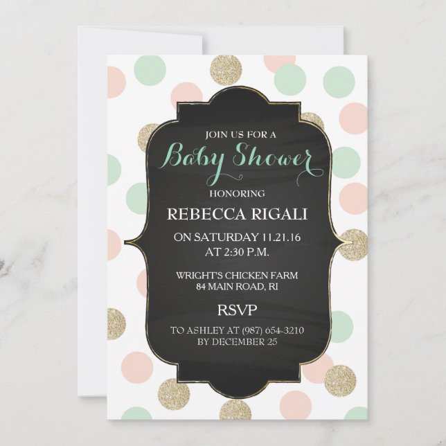 Polka Dot Baby Shower ~ Gender Neutral Inbjudningar (Framsida)