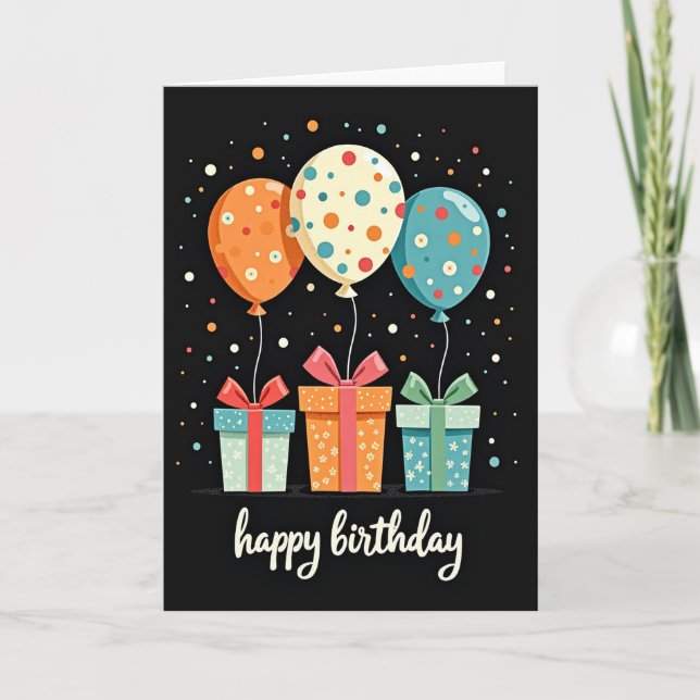 Polka Dot Ballonger Födelsedagskort Kort (Framsida)