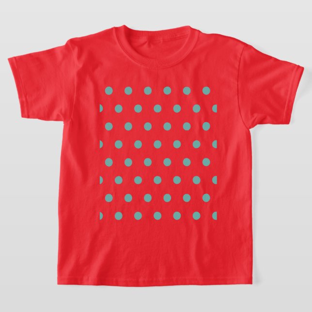 Polka Dot Barn T-Shirt (Red & Aqua) (Laydown)