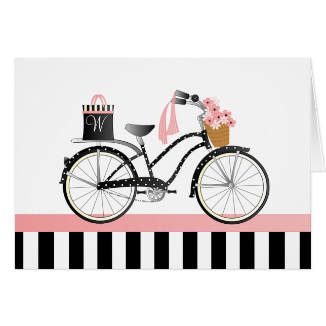 Polka Dot Bicycle med presentsäck Hälsningskort (Framsidan Horizontal)
