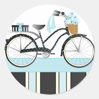 Polka Dot Bicycle Runt Klistermärke