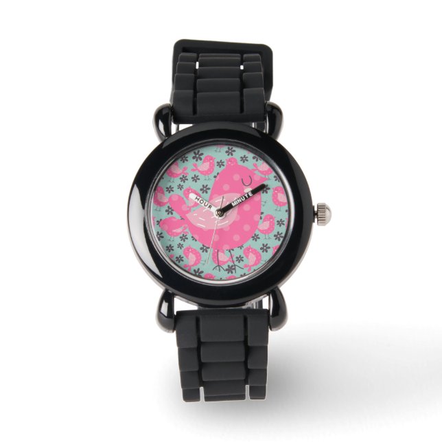 Polka Dot Birds and Flowers Armbandsur (Framsida)