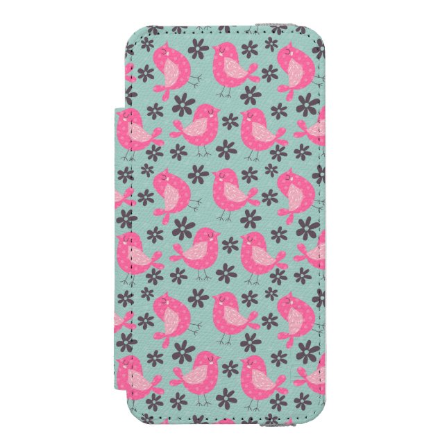 Polka Dot Birds and Flowers Incipio iPhone Wallet Skal (Folio Framsidan)