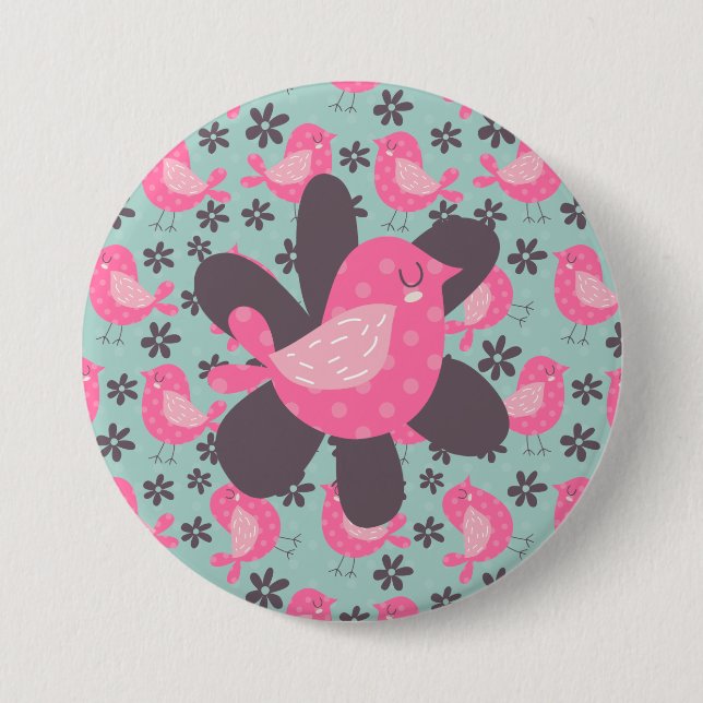 Polka Dot Birds and Flowers Knapp (Framsida)