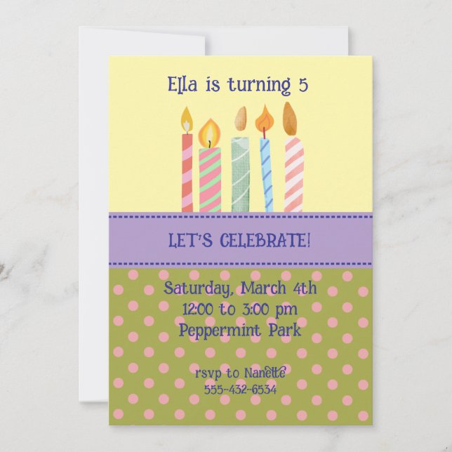 Polka Dot Birthday Invitation Inbjudningar (Framsida)