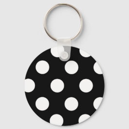 Polka Dot Black and White Nyckelring