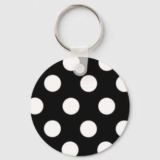 Polka Dot Black and White Nyckelring