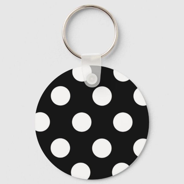 Polka Dot Black and White Nyckelring (Framsida)