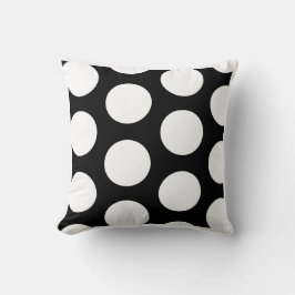 Polka Dot Black och White stort mönster Kudde