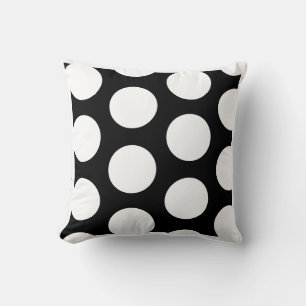 Polka Dot Black och White stort mönster Kudde