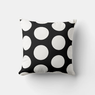 Polka Dot Black och White stort mönster Kudde