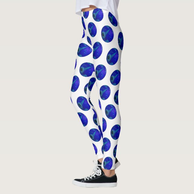 Polka Dot Blue Gräsmatta Bowls Leggings (Vänster)
