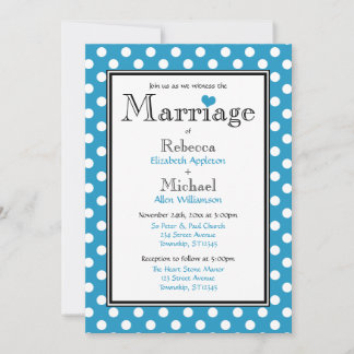 Polka Dot Blue Wedding-inbjudningar Inbjudningar