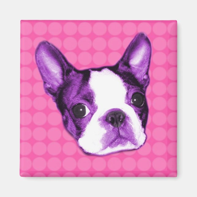 Polka Dot Boston Terrier Puppy Magnet (Framsidan)