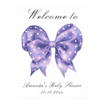 Polka Dot Bow Baby Shower Välkomstskylt