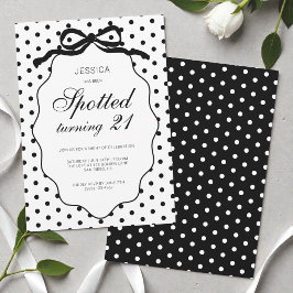 Polka Dot Bow Prickig 21-årsfest Inbjudningar