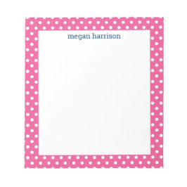 Polka Dot Bright Rosa Personlig Anteckningsblock