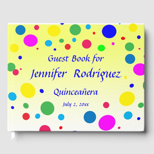Polka Dot Bubble Balloon Quinceañera Guest Book Gästböcker (Framsida)