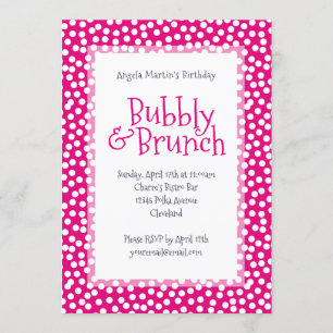 Polka Dot Bubly och Brunch Shock rosa Inbjudningar