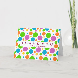 Polka Dot Budge för att ha varit min Bridesmaid Ta Tack Kort