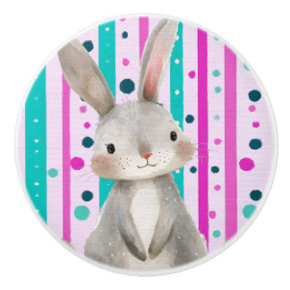 Polka Dot Bunny Delight Ceramic pull Knopp