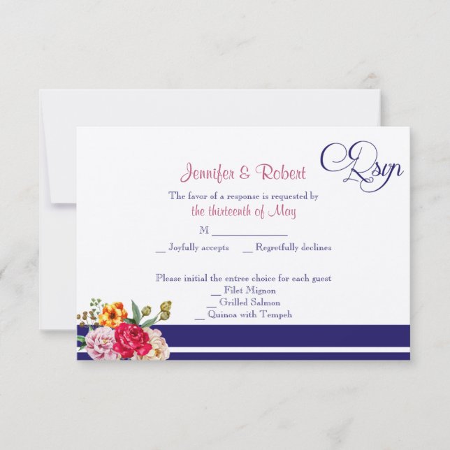 Polka Dot Butterfly Posh Bröllop-svarskort OSA Kort (Framsida)