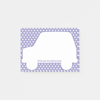 Polka Dot Car-formad Motivational Post-it Block
