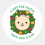 Polka Dot Cat | Beige Cat Anpassningsbar jul Party Runt Klistermärke<br><div class="desc">Adsible Polka Dot Cat Stickers med ditt eget namn på den. Perfekt till jul-Party,  Födelsedagsfest-,  babydusch- och skolarrangemang. Anpassa den med ditt favoritteckensnitt och färg för att skapa ett unikt paket,  tillverkat med kärlek!</div>