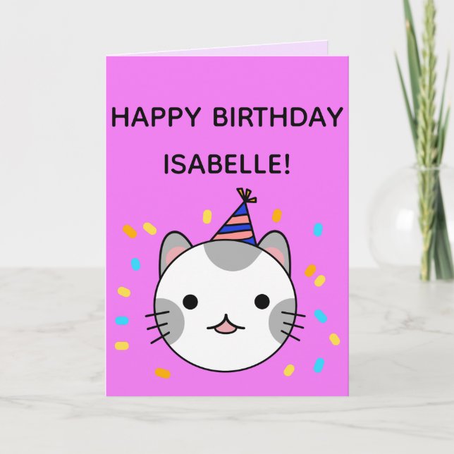 Polka Dot Cat | Grattis på födelsedagen-vikt Kort (Framsida)