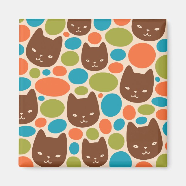 Polka Dot Cats Mönster Magnet (Framsidan)